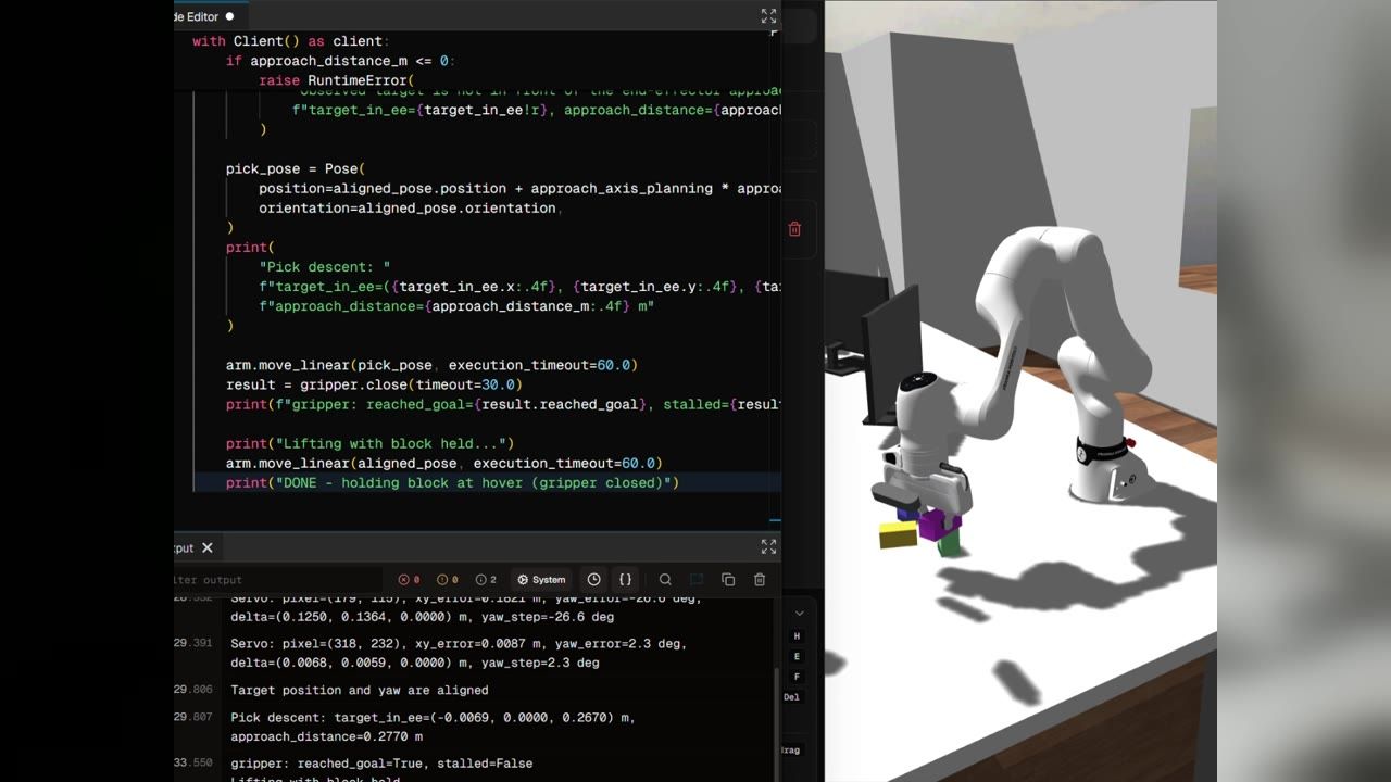 Pick and place by colour with the SDK on a Franka FR3