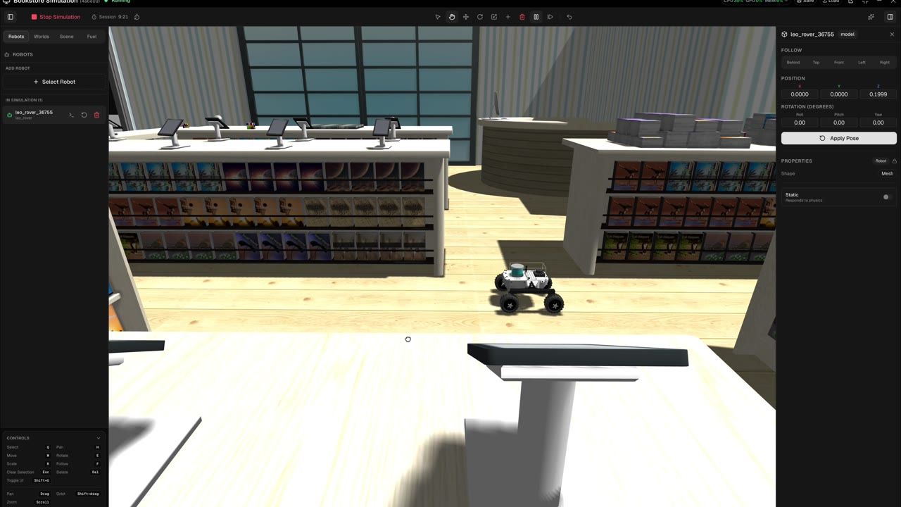 Launching a Leo Rover in the bookstore simulation