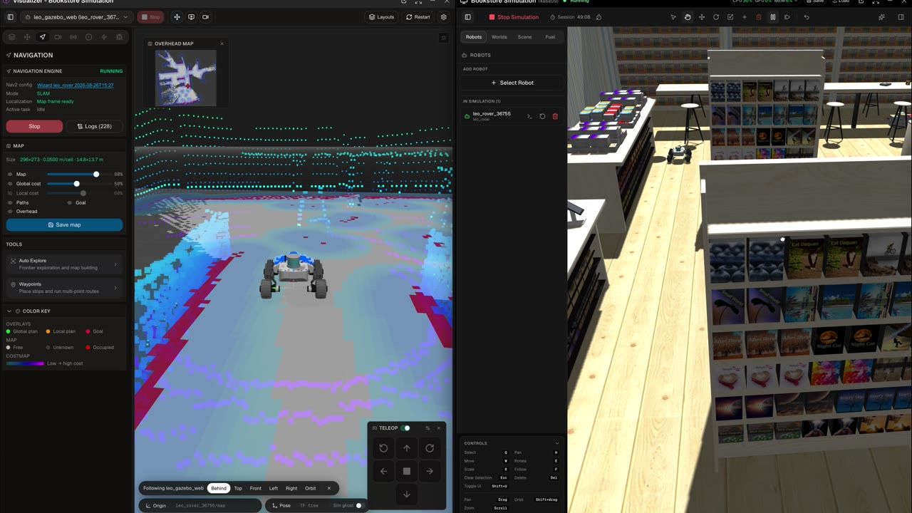 SLAM mapping with a live 3D LiDAR point cloud on a Leo Rover